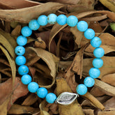 Sky Blue Stone Beaded Stretch Bracelet in Sterling Silver Kodi